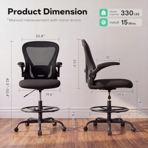 Ergonomic Drafting Chair, Tall Office Chair for Standing Desk
