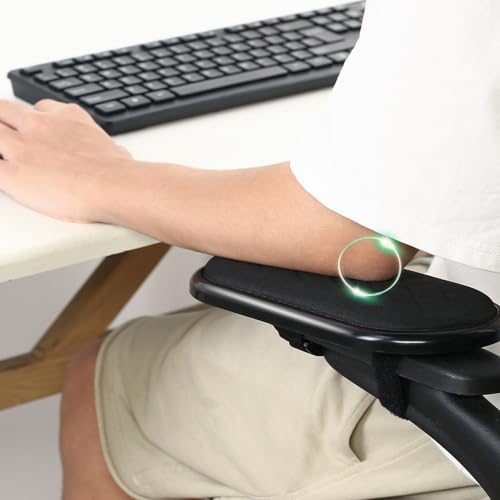 Home Office Ergonomic Arm Rest Wrist Support Chair Arm Wrist Rests with Cushion Black Chair Extender Armrest Extender Pad (Single one)