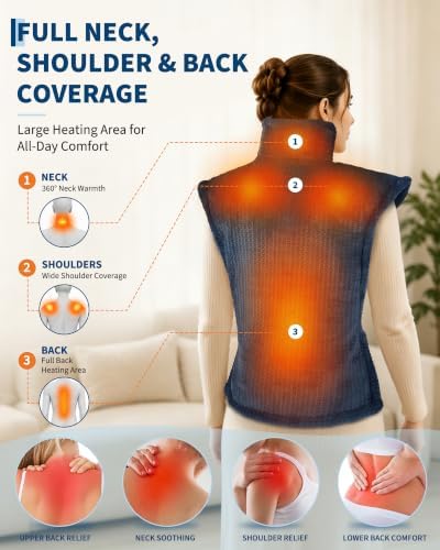 Garvee Wearable Vibrating Heating Pad for Neck Shoulders Back Pain Relief
