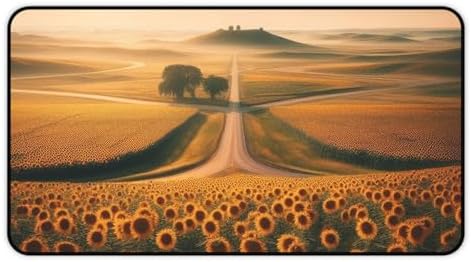 Sunflowers Stretching Across Wide Plains Desk Mat - Vibrant Colors for Your Workspace