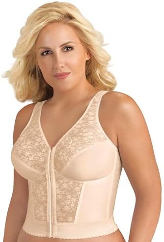 Exquisite Form 5107565 Fully Slimming Wireless Back & Posture Support Longline Bra with Front Closure & Lace