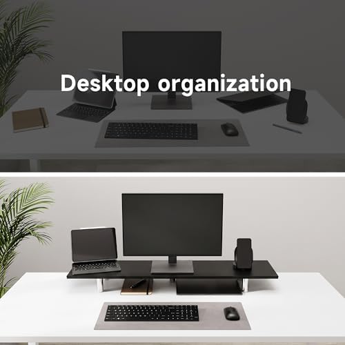 Fenge 39.4” Dual Monitor Stand with Height Adjustable Legs, Black