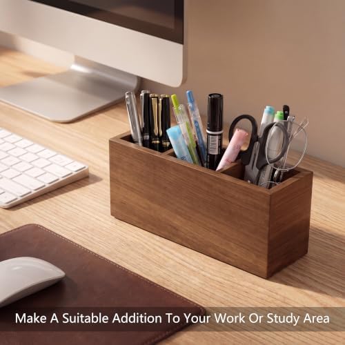 Walnut Wood Pen Holder for Desk with 3 Slots (Walnut Wood)