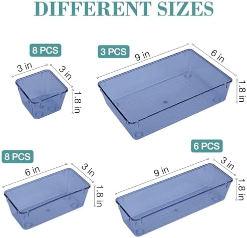 25 PCS Drawer Organizer Set, 5 Size Bathroom and kitchen organizer Trays
