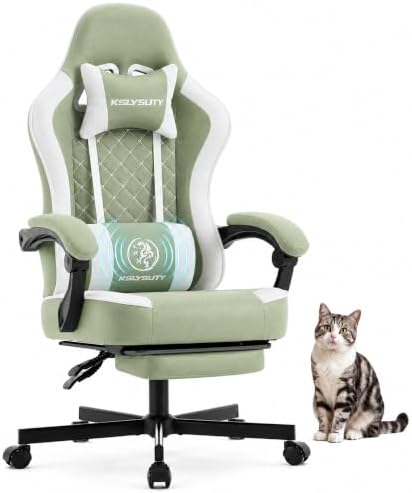 Mistpeople Gaming Chair, Ergonomic High Back Computer Chair with Footrest, Lumbar Support & Pocket Spring Cushion, Comfortable Swivel Home Office Desk Chair for Adults