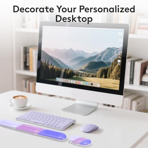 Gel Keyboard Wrist Rest Pad Set, Ergonomic Keyboard Mouse Wrist Support for Typing Pain Relief, Upgrade Wrist Rest Support Pad, Purple Color Block