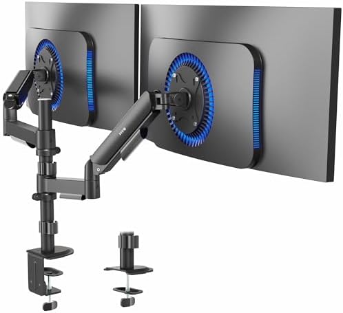 VIVO 17 to 32 inch Dual Mechanical Monitor Mount, 2 Tension Spring Arms, Adjustable Swivel, Rotation, Heavy Duty VESA Desk Stand with C-clamp, Grommet, Max VESA 100x100, Black, STAND-V002K