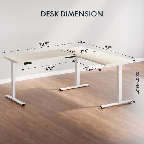 SANODESK 71" Reversible L-Shaped Electric Standing Corner Computer Desk