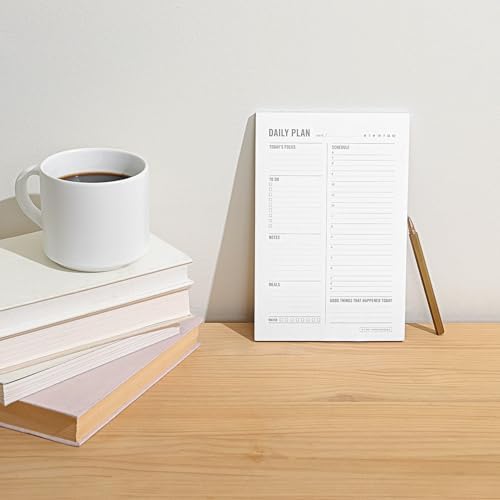 Daily Planner Notepad with Hourly Schedule - ADHD Planner, Time Block Planning Pad, Desktop To Do List, College Supplies - 6 x 9” - 50 Undated Sheets (Pack of 2)