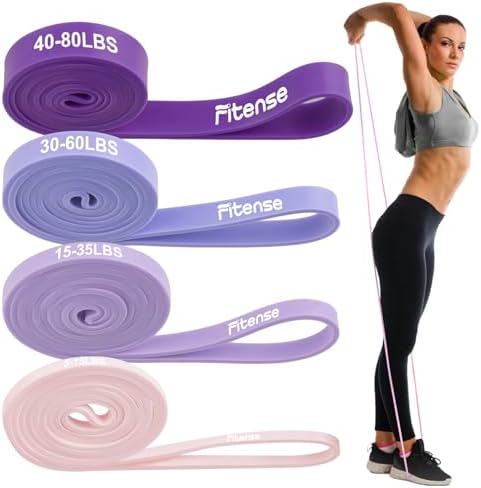 Fitense Resistance Bands Set - Pull Up Bands for Men Women, Exercise Bands Resistance with Door Anchor, Training Poster & Pouch for Body Stretching, Pull Up Assist