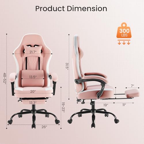 DUMOS Ergonomic Gaming Chair with Footrest, Video Game Chairs