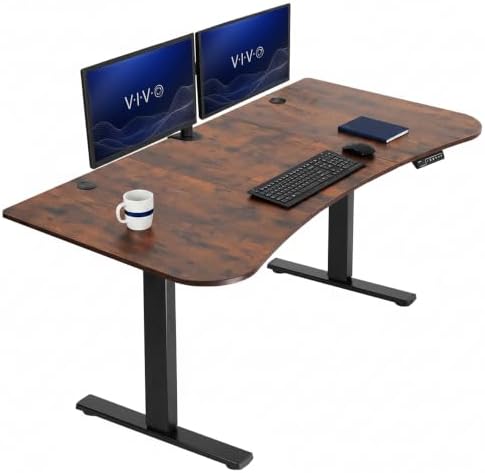 VIVO Rustic Vintage Brown 63 x 32 in Standing Desk, DESK-KIT-1B1N