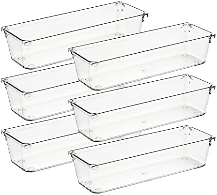 Ravinte 6 Pack Drawer Organizer, 3" x 9" Plastic Storage Bins