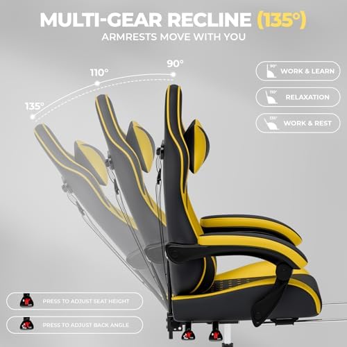 Ergonomic Video Gaming Chair Blackyellow