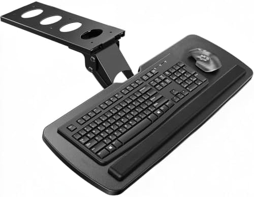 HUANUO Under Desk Keyboard Tray, 360 Degree Adjustable Mouse Platform