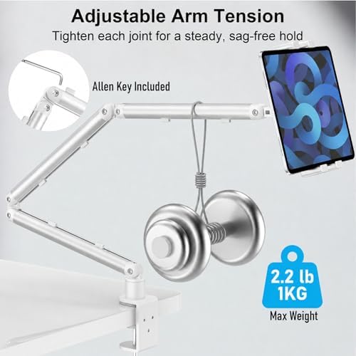 Portable Monitor Stand 15.6", Heavy Duty Tablet Arm Mount with Desk Clamp