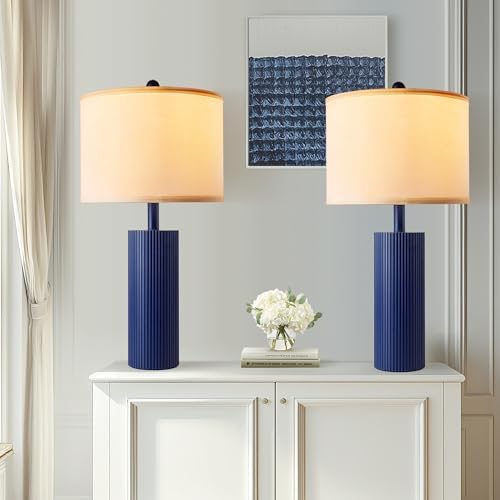 24.5” Table Lamps for Living Room Set of 2, Touch Control, Blue