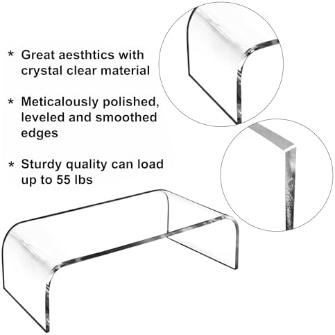 AMT Premium Acrylic Monitor Stand, Clear, Monitor Riser for Laptop/PC/Multimedia Monitor/Printer Stand for Home Office (Small - 2 Pack)