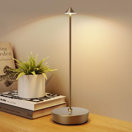 Set of 2 LED Cordless Table Lamp, Rechargeable Battery Operated Dimmable Restaurant Table Lamp, 6000mAh, Outdoor Patio Bronze