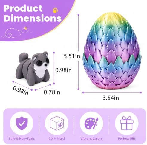 50 pcs Mystery Mini 3D Printed Animal Figurines Set with Dragon Egg: Articulated, Flexible, and Exquisitely Cute Fidget Toys for Play and Display for Valentine's Day, Easter, Bithday.