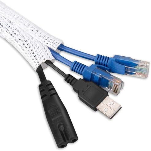 AGPTEK Cable Sleeve, 6.6ft - 2/3 inch Cable Management Cord Hider, White