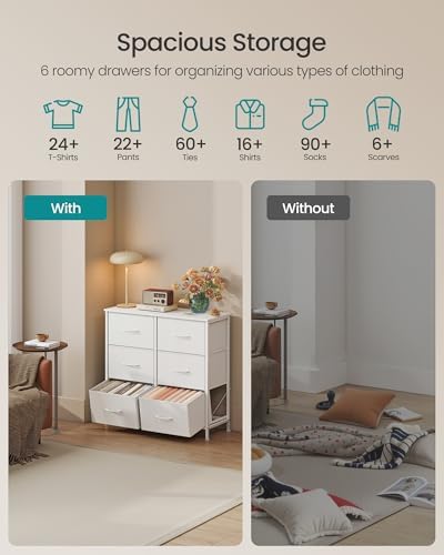 SONGMICS Dresser for Bedroom, Tall Dresser with 6 Fabric Drawers