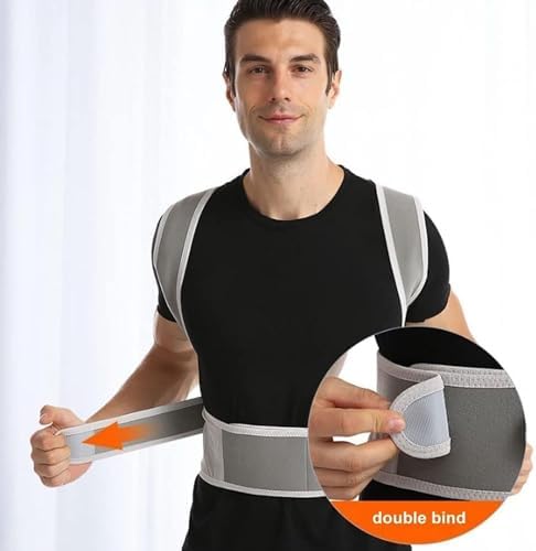 Breathable Posture Corrector for Men and Women Full Back Brace Humpback Girdle Spine Lumbar Support Belt Therapy Corset Shoulder Neck Clavicle Waist Pain Relief(Grey,M)