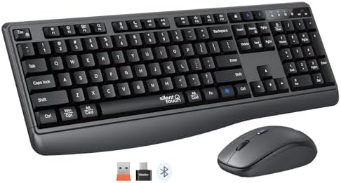 MEETION Wireless Keyboard Mouse Combo, Silent Full-Size Design, Black