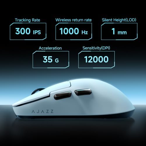 AJAZZ AJ159P MC Wireless Gaming Mouse, PAW3311 Sensor 1000 Rate, 12000 DPI, 2.4 GHz/USB-C/Bluetooth, RGB Charging Dock, 400 mAh Battery, Ultra-Lightweight 56-gram Design, Compatible with PC and Mac