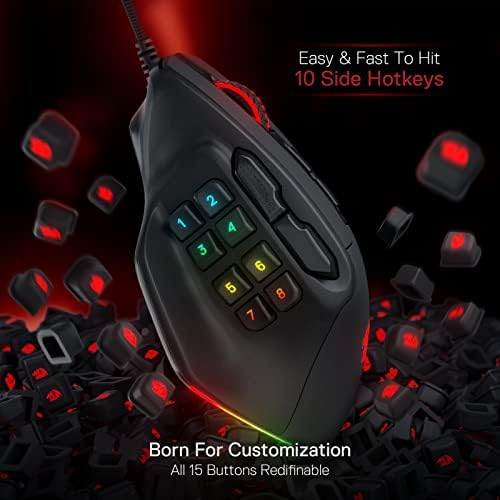 Redragon M811 Wired RGB MMO Gaming Mouse 10000 DPI Remapping Keys
