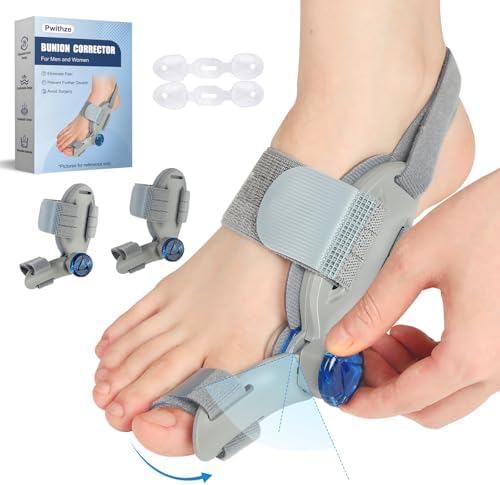 Bunion Corrector for Women Men Big Toe,Adjustable Knob Bunion Corrector for Bunions Relief,Bunioning Fix with Bunioned Silicone Pad,Suitable for Left and Right Feet(2PCS)