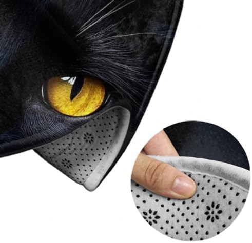 Soft Round Yoga Carpet, Office Chair Decor Round Mat for Carpet and Hardwood Floors Black Cat