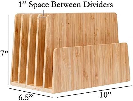MobileVision Bamboo Desktop File Folder Organizer and Paper Tray, 5 Slots