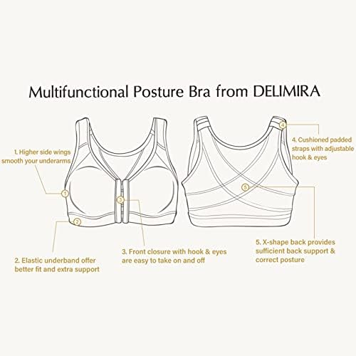 DELIMIRA Women's Front Closure Posture Support Bras
