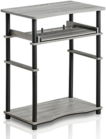 Furinno 10016GYW/BK Home Laptop Notebook Computer Desk, French Oak Grey/Black