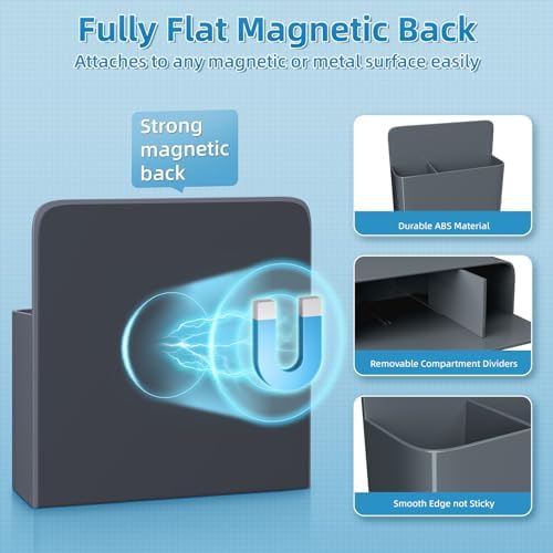 Magnetic Dry Erase Marker Holder, Magnetic Pen Holder Whiteboard Pen Holder Dry Erase Marker and Eraser Organizer,Powerful Neodymium Magnets 4pcs (Grey)