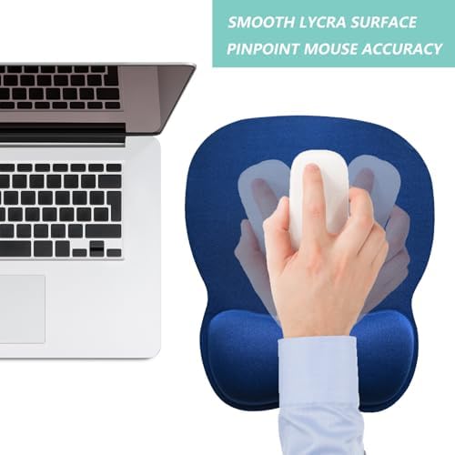 Mouse Pad with Wrist Support, Ergonomic Mousepad with Comfortable Memory Foam Wrist Rest Cushion, Relieve Wrist Pain, Non-Slip Rubber Base Gaming Mice Pad for Home Office Computer Laptop, Blue