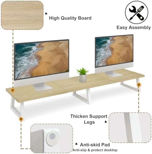 TEAMIX 42 inch Large Dual Monitor Riser, Desk Organizer Stand for TV Laptop