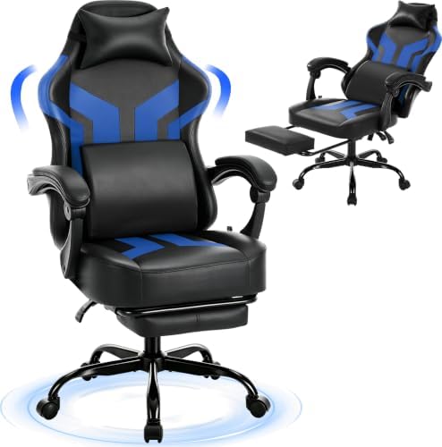 Office Computer Gaming Chair for Adults with Footrest, B-Blue