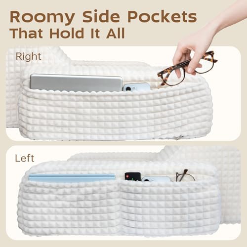 Vekkia 19'' Reading Pillow with Armrests and XL Pockets for Adults