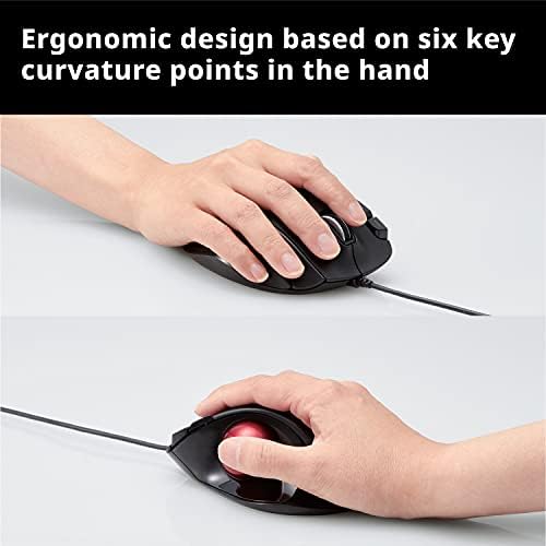 ELECOM EX-G Ergonomic Thumb ControlTrackball Mouse Wired M-XT2URBK-G
