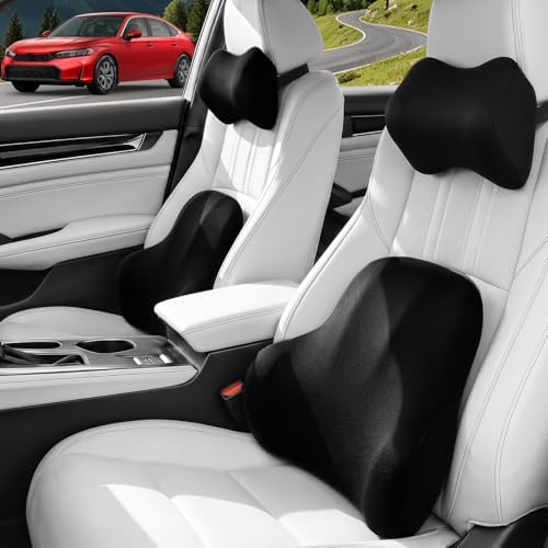 Car Pillow for Honda Civic,Car Neck Pillow,Lumbar Support Pillow for Car,Memory Foam Pillow,Ergonomic Pillow,Adjustable and Washable,Car Essentials for Long Trips,Car Accessories,Ice Silk,1 Set