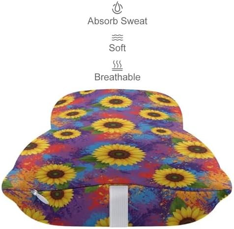 2 Pack Car Headrest Pillow Sunflower Painting Soft Memory Foam Neck Cushion for Neck Pain Relief