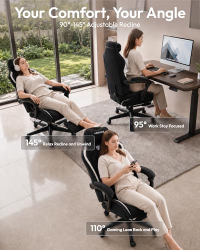 Big and Tall Gaming Chair with Footrest for Adults, Fabric