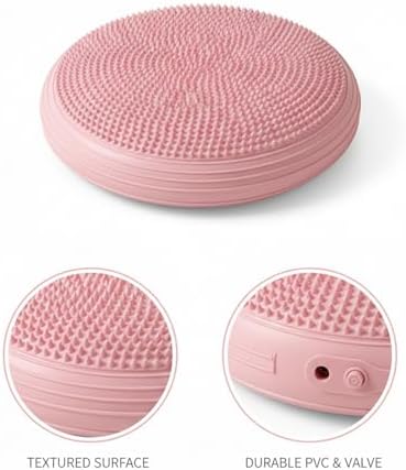 Inflatable Balance Disc Cushion, 13.4 Inch PVC Wobble Seat for Stability Training, Core Exercise & Office Chair Support, Portable Fitness Pad (Pink, Gray, Purple, Blue)
