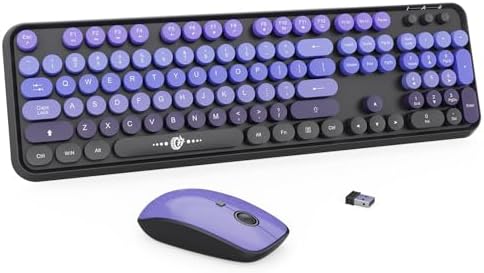 Purple Wireless Keyboard and Mouse Combo, Bubble Round Keys,for PC Laptop