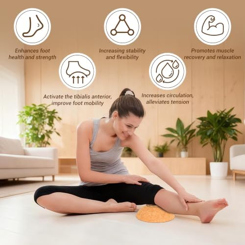 EVERYMATE Cork Balance Board Kit, Foot & Ankle Strengthener with Massage Roller/Ball,Balance Board Half & Half-Moon Ball, for Enhance Mobility & Prevent Falls Improve Foot Function for Home/Office/Gym
