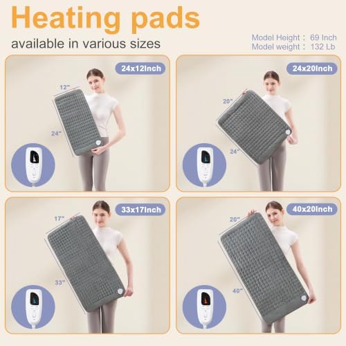 Heating Pad,Electric Heating Pads,Heating Pad for Back,DimGray,24x12 Inch