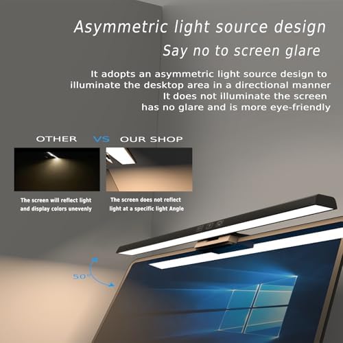 BY-J Computer Monitor Light Bars, Screen Monitor Light Bar for Eye Caring, USB Reading LED Task Lamp, Dimmable Monitor Light Bar, Touch Control, No Glare Space Saving Home Office Desk Lamps