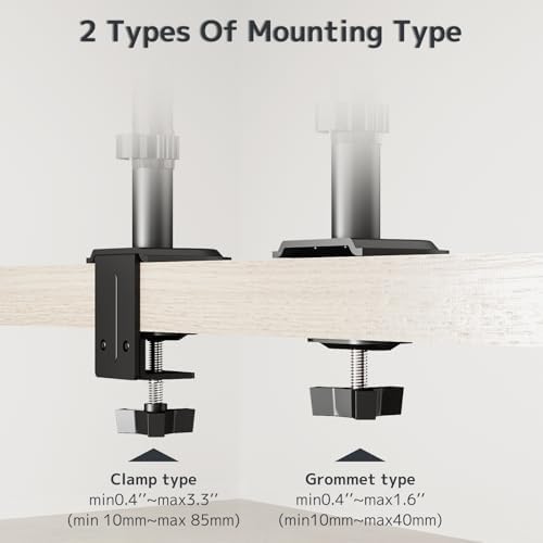 31.6" Steel Extra Tall 2-Section Monitor Arm Pole with C-Clamp/Grommet Base